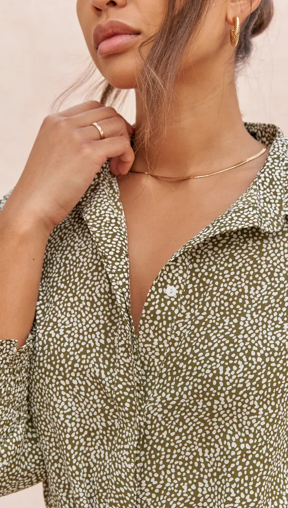ALINA SHIRT DRESS - KHAKI PRINT