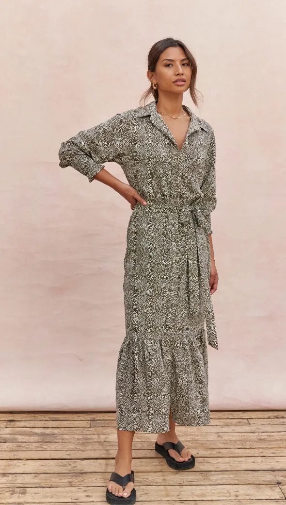 ALINA SHIRT DRESS - KHAKI PRINT