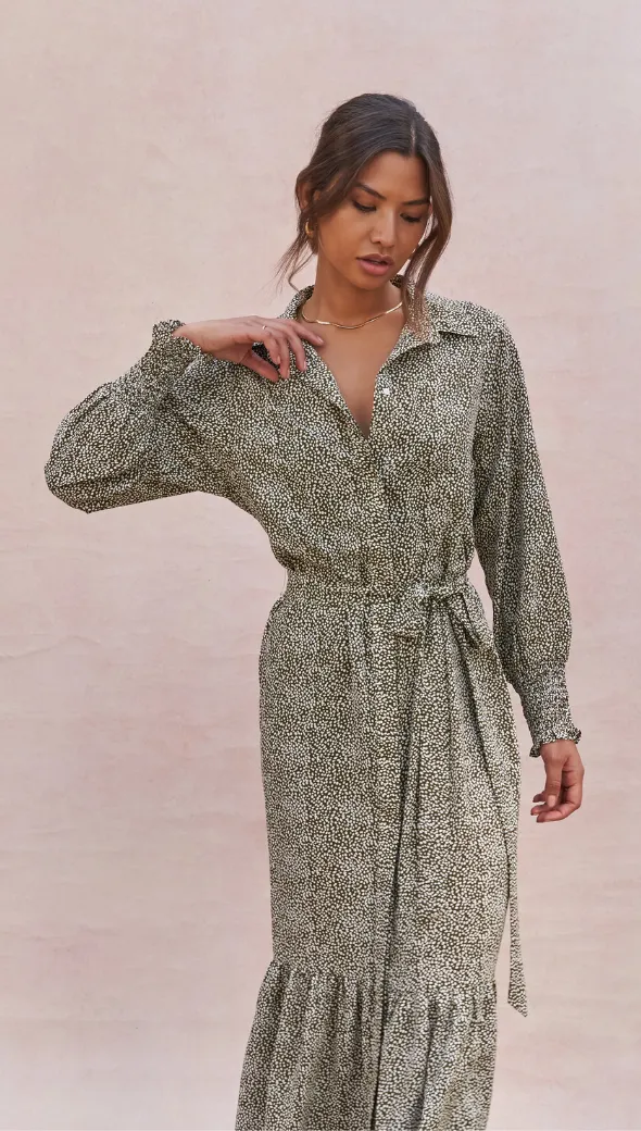 ALINA SHIRT DRESS - KHAKI PRINT