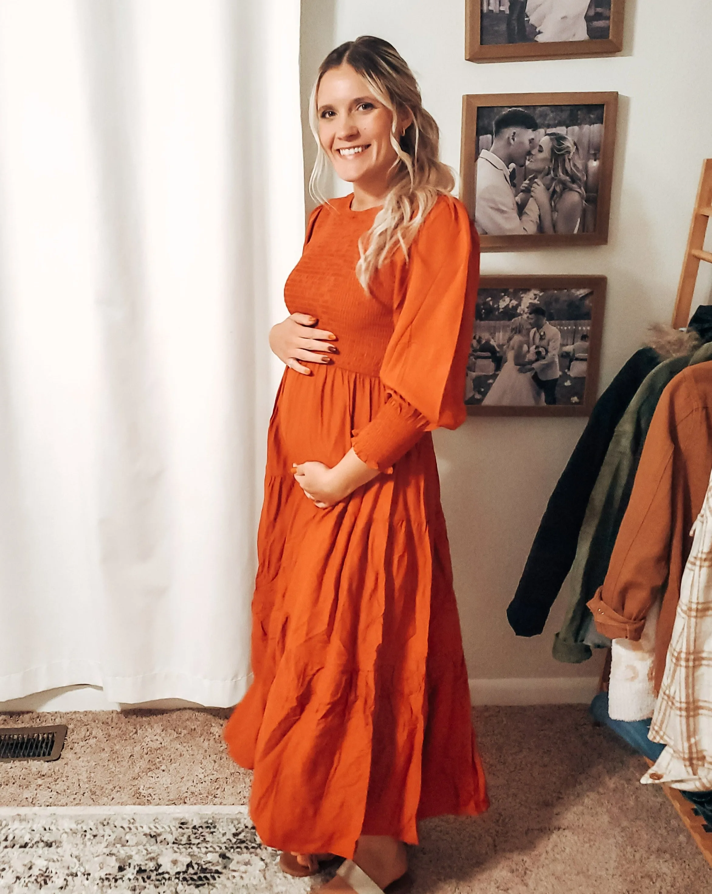 ZESICA High Waist Smocked Flowy Tiered Midi Dress